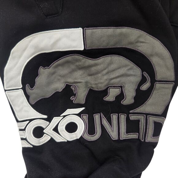 Ecko Unltd. Black Jogger Sweatpants M-Y2k, Hip-hop-Big Rhino Logo-Streetwear - Picture 1 of 12